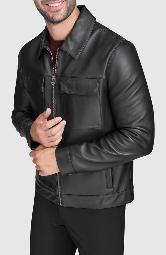 Leather Zip Shirt Jacket Cole Haan