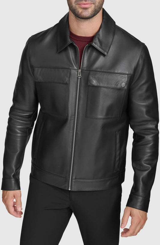 Leather Zip Shirt Jacket Cole Haan