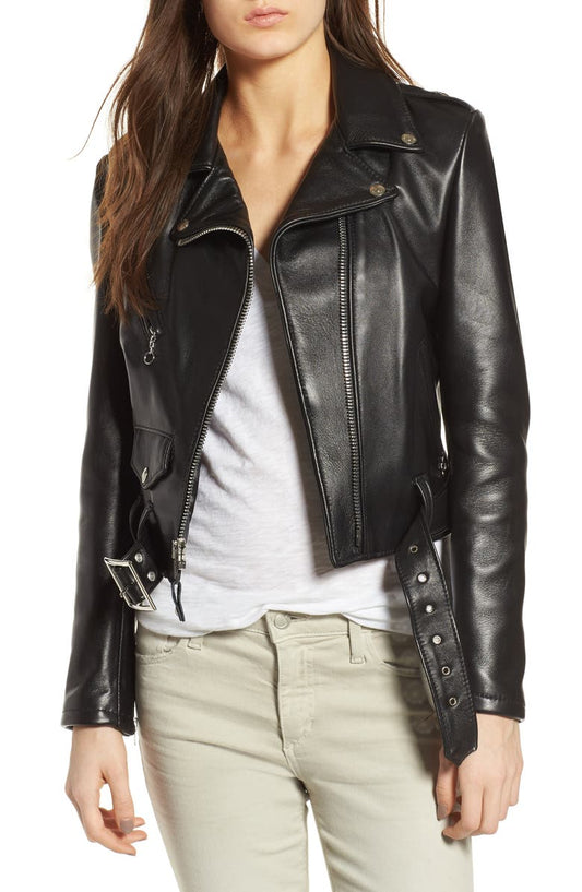 Crop Leather Jacket Schott NYC