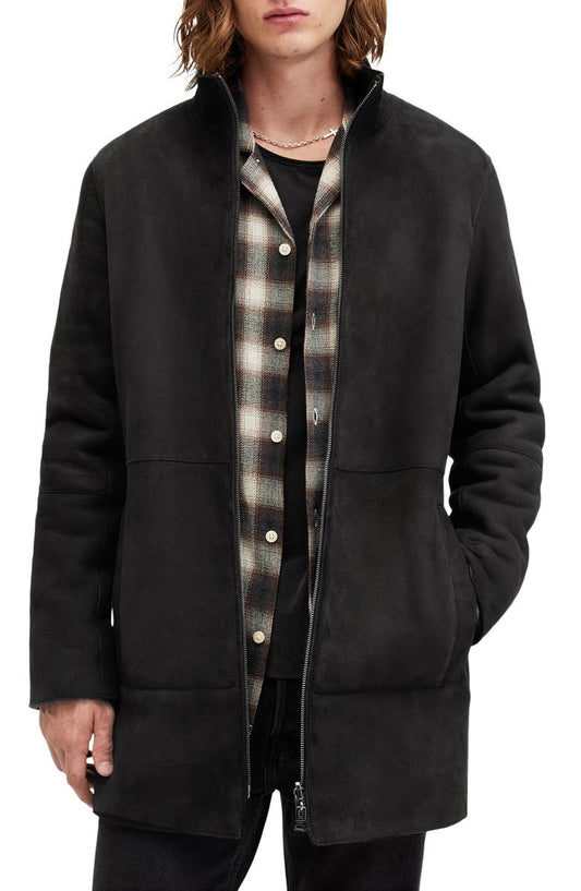 Stride Funnel Neck Genuine Shearling Coat AllSaints