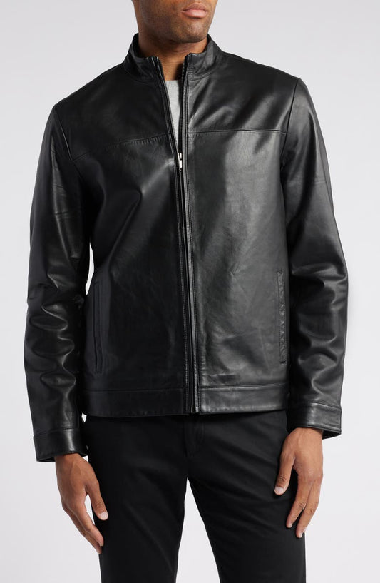 Stand Collar Leather Bomber Jacket Nordstrom