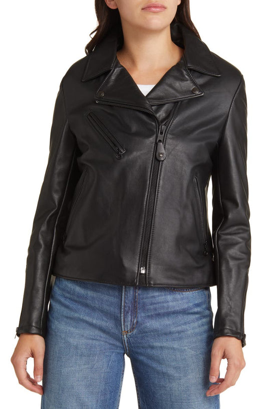 Clean Perfecto Asymmetric Leather Moto Jacket Schott NYC