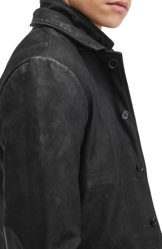 Survey Layered Leather Jacket AllSaints