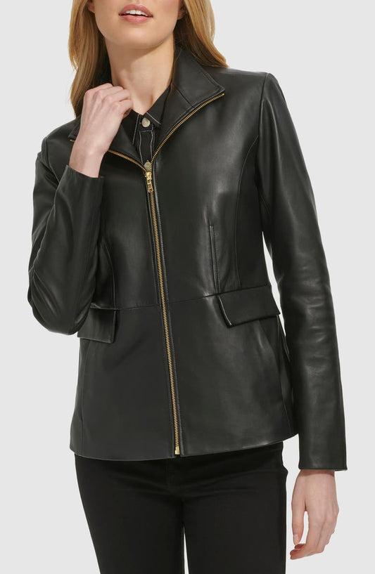 Wing Collar Leather Jacket Cole Haan