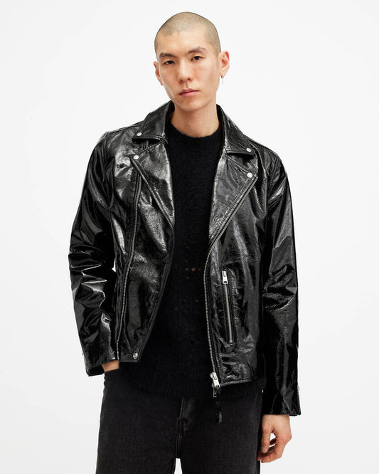 Badwan Slim Fit Leather Biker Jacket All Saints