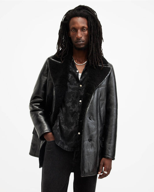 Selkirk Double Breasted Shearling Coat All saints