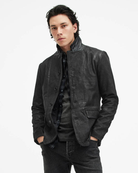 Survey Double Layered Leather Blazer All saints