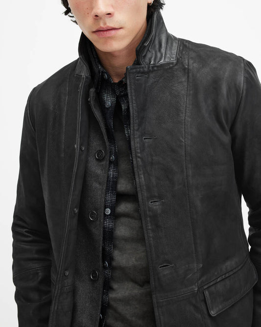 Survey Double Layered Leather Blazer All saints