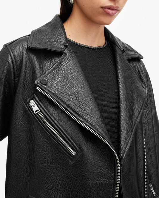 Vendra Relaxed Fit Leather Biker Jacket