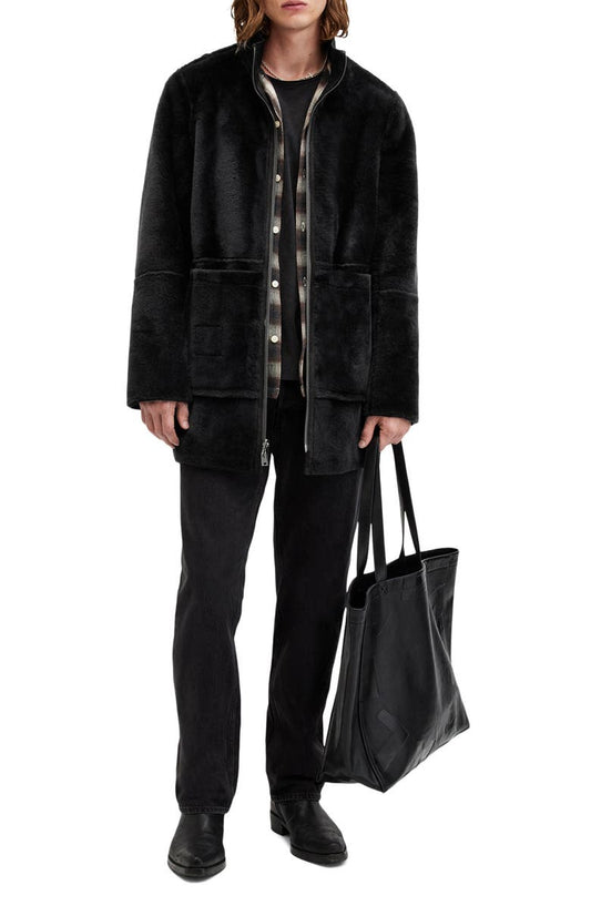 Stride Funnel Neck Genuine Shearling Coat AllSaints