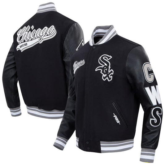 Men's Chicago White Sox Pro Standard Black Script Tail Wool Full-Snap Varity Jacket