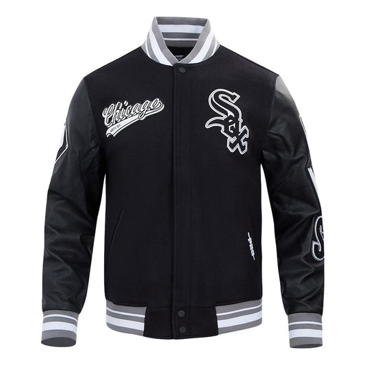 Men's Chicago White Sox Pro Standard Black Script Tail Wool Full-Snap Varity Jacket