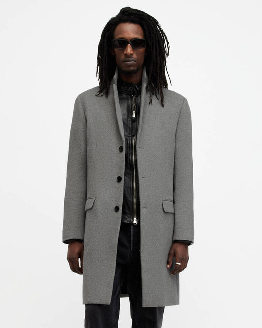 Hal Single Breasted Wool Blend Coat Allsaints