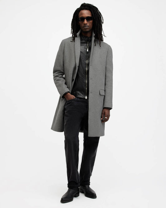 Hal Single Breasted Wool Blend Coat Allsaints