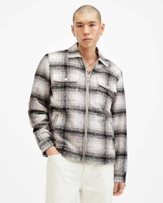 Banshee Textured Checked Jacket Allsaints