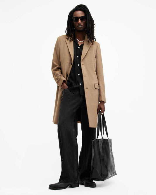 Hal Single Breasted Wool Blend Coat Allsaints