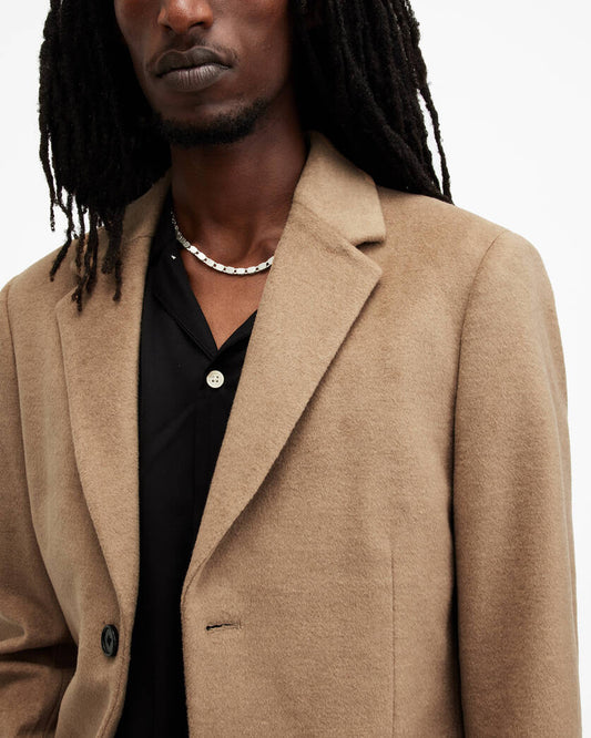 Hal Single Breasted Wool Blend Coat Allsaints