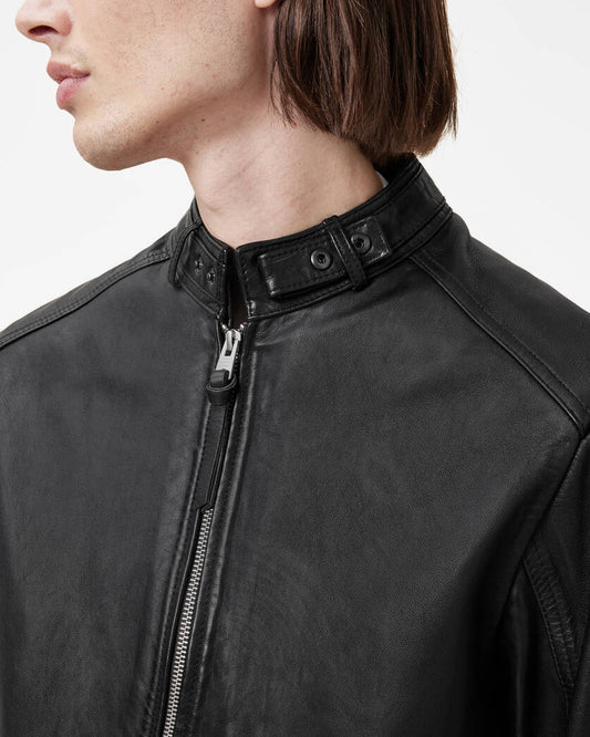 Cora Leather Snap Back Collar Jacket Allsaints