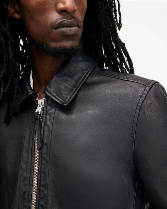 Erol Zip Up Leather Jacket Allsaints