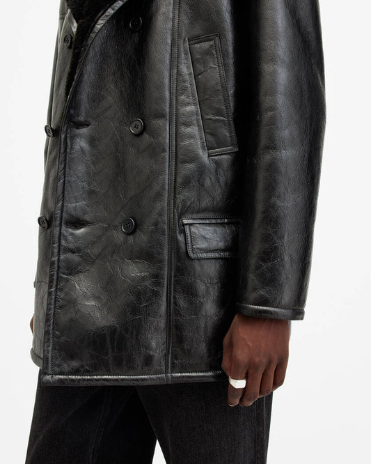 Selkirk Double Breasted Shearling Coat Allsaints