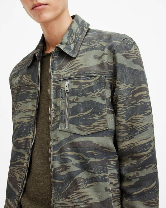 Eddy Camouflage Suede Jacket Allsaints