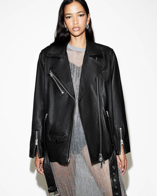 Billie Relaxed Fit Leather Biker Jacket Allsaints