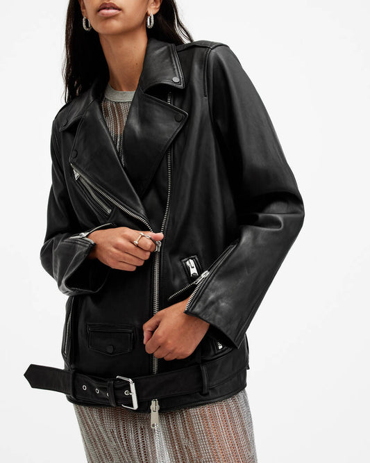 Billie Relaxed Fit Leather Biker Jacket Allsaints