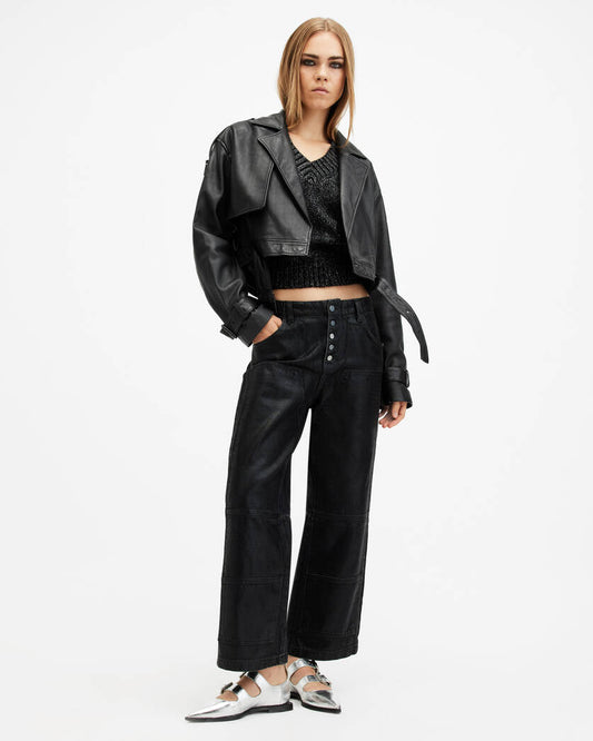 Ophelia Cropped Leather Jacket Allsaints