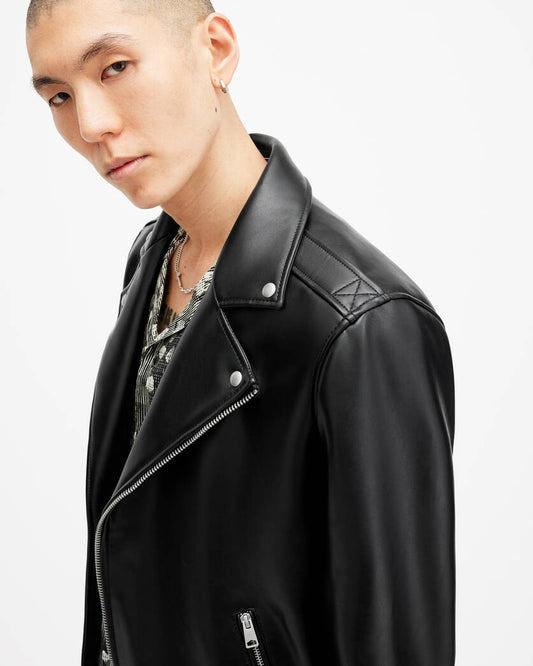 Milo Asymmetric Zip Faux Biker Jacket Allsaints