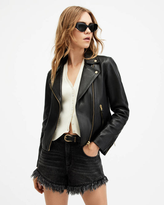 Dalby Slim Fit Leather Biker Jacket