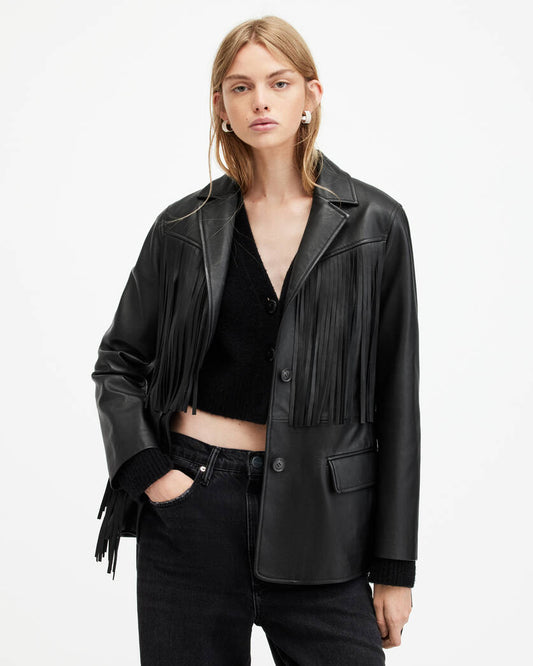 Corinna Tassel Leather Blazer